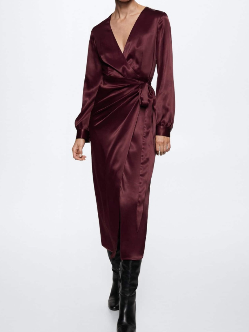 Mango Satin Midi Dress